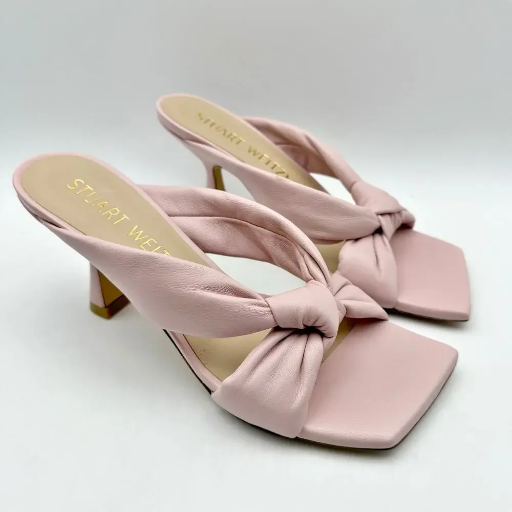 Stuart Weitzman Womens Playa 75 Knot Sandals US 6 M EU 36.5 Pink Leather EUC